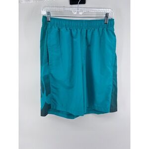 Under Armour Mens Athletic Shorts Teal Black HeatGear Loose‎ Fit MD